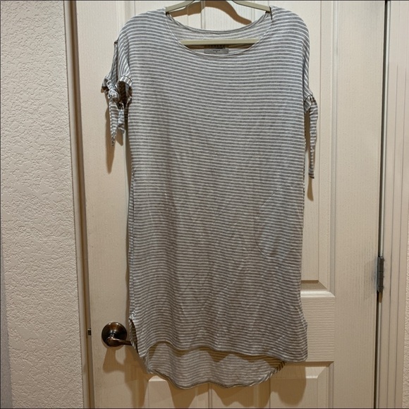 NEW Anthropologie Striped Tee Dress Summer t-shirt ANTHRO Size XS white grey - Picture 3 of 7